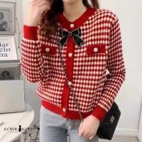 ราคา Kowie Korea Paris ( 265-RE ) เสื้อไหมพรมแขนยาวลายสก็อต (21144767596)