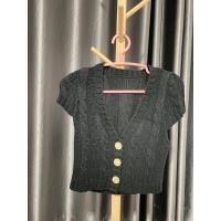 ราคา เสื้อครอปไหมพรมสีดำ (มือสอง) (22677422722)