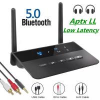 ราคา 80M Bluetooth 5.0 Transmitter Receiver Aptx LL HD Low Latency Wireless Audio Adapter 3.5mm AUX RCA Jack for PC TV Headphones (10367919746)
