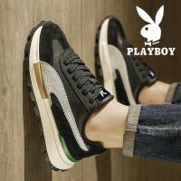 ราคา รองเท้าผู้ชาย Playboy, รองเท้ากีฬาลำลองสำหรับวิ่งน้ำหนักเบา, รองเท้าแฟชั่น Forrest Gump Daddy พื้นหนาสีดำหนัง (45802830363)