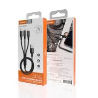 ราคา สายชาร์จ USB 3in1 รุ่น CB-N11มี 3หัวในเส้นเดียว รองรับฟาสชาร์จ 3A สายไนล่อนถัก ชาร์จไว (25688900566)