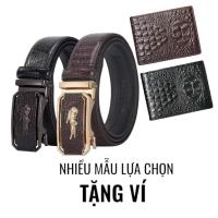 ราคา (GIVE WALLET) เข็มขัดหนังหัวเข็มขัดอัตโนมัติลายจระเข้ - ฟรีกระเป๋าสตางค์หนังจระเข้มีซิป (42176068324)