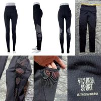 ราคา #กางเกงขายาว#ขาแต่งซีทรู#ใส่ออกกำลังกาย#VICTORIA SIZE XS เอว 25-28" สีดำ (28421309744)