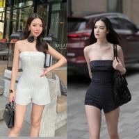 ราคา จั้มขาสั้นเกาะอกลายทาง จั้มสูทขาสั้น งานป้าย Welaiwan (26259848014)
