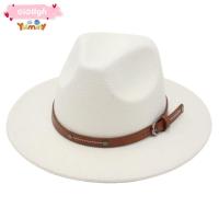 ราคา Elo11 หมวกปานามา, Vintage Soft Felt Fedora หมวก, แฟชั่นปีกกว้างพร้อมเข็มขัดหัวเข็มขัด Elegant Jazz หมวกผู้ชายผู้หญิง (27526855466)