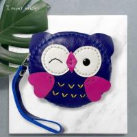 ราคา กระเป๋าใส่เหรียญ หนังแท้ แฮนด์เมด ลายน้องนกฮูก​สีน้ำเงิน (9300996980)
