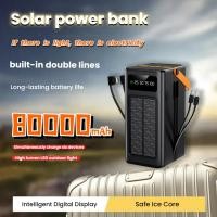 ราคา Large capacity solar power bank with 80000mAh, powered by light comes with 2 wires,long battery life (40113782539)