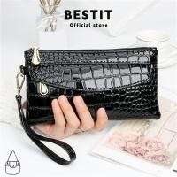ราคา กระเป๋าสตางค์ผู้หญิงยาว สีแดง หนังจระเข้ ดีไซน์แฟชั่น พร้อมซิปสองแถว (54507416704)