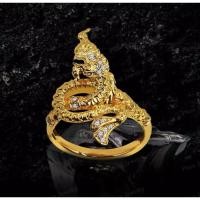 ราคา แหวนพญานาค ฝังเพชร(R12) ตัวเรือนหุ้มทองแท้ 100% 24K พรเก้าประการ นำโชค เสริมดวงฟรีไซส์สามารถปรับได้ (12107146702)