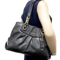 ราคา กระเป๋าสะพายหนังแท้ COACH Ashley Gathered Leather Carryall (Black Leather) แท้100% F17571 สี ดำ อะไหล่ทอง ใบสุดท้าย (3497086)