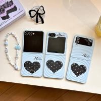 ราคา LUKEN เคสโทรศัพท์สําหรับ Samsung Galaxy Z Flip 7 6 5 4 3 ค้นหา N3 N2 FLIP น่ารัก Blue Love Heart PC ปกหลัง Bowknot Bracket Chain สําหรับ findn3 พลิกค้นหา N3 Flip Z Flip6 Flip5 Flip7 (41411891809)