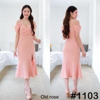 ราคา VO1103 สไตล์เกาหลี จับจีบอกไขว้พรางแขน กระโปรงหางปลาพริ้วๆ ชุดทำงาน ชุดออกงาน เดรสแฟชั่น เดรสน่ารัก [LUXURY707] (19400659525)