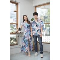 ราคา ชุดคู่รัก ชุดไปทะเล เดรสไปทะเล เสื้อฮาวาย สีฟ้าสวยๆ งานป้าย lady sunshine (17692285200)