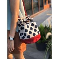 ราคา Mini Bucket Bag : Polka dot red กระป๋าผ้าแคนวาส ทรงขนมจีบลายจุด Underlinebags (6519554356)