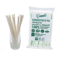 ราคา ซันไบโอ หลอดกระดาษตรง ขนาด 6 มม. ยาว 21 ซม. แพ็ค 100 ชิ้น/Sun Bio Paper Straws, Straight, 6 mm. Length 21 cm. Pack 100 (6948068592)