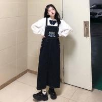 ราคา NEWกระโปรงเอี๊ยมยีนส์ สีฟ้า เอี๊ยมกระโปรง เดรสสายเดี่ยว Overalls size:XS-XL (40858816086)