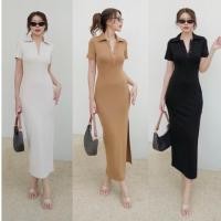 ราคา เดรสยาวคอปกผ่าข้าง เดรสผ่าข้างคอปก (22156186593)