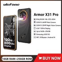 ราคา Ulefone Armor X31 Pro 5G Rugged Smartphone Android 14 6.56" 120Hz Display Up to 16GB RAM 256GB ROM 64MP Camera NFC (49952830418)