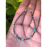 ราคา Beautiful Natural Top Quality onyx Beads with Emerald beeds With Turquoise Beads Bracelet Handmade Design (40278148563)