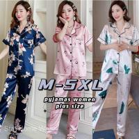 ราคา M-5XL ชุดนอนคนอ้วน ชุดนอนไซส์ใหญ่ ชุดนอนไซส์ใหญ่คนอ้วน ลายดอกไม้แขนสั้นพลัสขนาดผู้หญิงซาตินพิมพ์ผ้าไหมชุดนอนชุดนอน ชุดนอนผ้าซาติน ชุดนอนซาติน (12964298208)