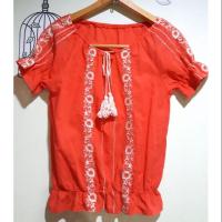 ราคา เสื้อปัก เปิดไหล่ได้ ลายดอก แต่งเชือกห้อยพู่ แขนตุ๊กตา จั๊มเอว วินเทจ (1988726373)