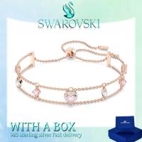ราคา สร้อยข้อมือสวารอฟสกี้ แบบคริสตัลสีชมพู ขนาดปรับได้ จากเงินแท้ 925 (48108276320)