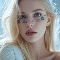 ราคา High-End จําลองฝ้ากระสติกเกอร์ใบหน้าดอกไม้ชั่วคราว Tattoo สติกเกอร์แต่งหน้าตกแต่ง (25597781376)