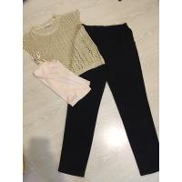 ราคา Setเสื้อตาข่ายดิ้นทองสีทอง+เสื้อซับ+กางเกงผ้าฮานาโกะสีดำ มือสอง (8522066213)