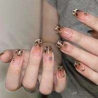 ราคา JW ส่งฟรี แผ่นประดับเล็บสำหรับสวมใส่ทำด้วยมือล้วนๆ สไตล์เล็บสั้นแบบมีลายเสือดาวสีทองน้ำตาล พร้อมกับตาแมวแถมฟรี! กาว+ตะไบ (27635232118)