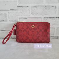 ราคา COACH 16109 คล้องมือ 2 ซิป SIZE L ลาย C สีแดง DOUBLE ZIP WALLET IN SIGNATURE CANVAS (IM/1941 RED) (13529311961)