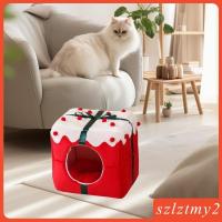 ราคา [Szlztmy2] ที่นอนแมวสําหรับแมวในร่มคริสต์มาสเต็นท์แมวกึ่งปิดป้องกันการลื่นที่พักพิงนุ่มเตียงสัตว์เลี้ยงถ้ําแมวสําหรับแมวขนาดเ (29068359026)