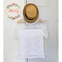 ราคา เสื้อลูกไม้ แฟชั่น สีขาว แขนสั้น (2906830795)
