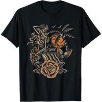 ราคา Mermaid Skeleton Traditional Tattoo Old School Tattoo Flash เสื้อยืด Unisex (55758780142)