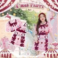 ราคา เดรสกระโปรงพร้อมเสื้อคลุม สีสวยน่ารัก กระโปรงประดับด้วยโบว์สีแดง ไซส์M มือ1 พร้อมส่ง (15326369193)