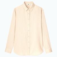 ราคา Rayon Striped Long Sleeve Blouse Beige (18995035942)