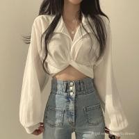 ราคา เสื้อเชิ้ต แขนยาว ผูกโบด้านหลัง เอวลอย สีพื้น เซ็กซี่ สไตล์เกาหลี สำหรับผู้หญิง เสื้อเชิ้ตแขนยาว หลังผูกโบว์เซ็กซี่ (14794636578)