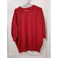 ราคา MERAH เสื้อถักขั้วโลกเย็นสีแดงเข้ม (41829359948)