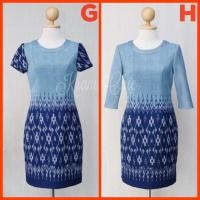 ราคา เดรสผ้าคราม Dress สีฟ้า ชุดผ้าคราม ชุดผ้าไทย ชุดทำงาน (4534525576)