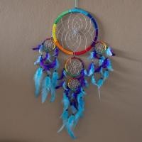 ราคา Dream Catcher Rainbow 5 circles ตาข่ายดักฝัน handmade สีรุ้ง โมบาย ขนนก ถักงานทำมือ ขนาดใหญ่ (6716220719)