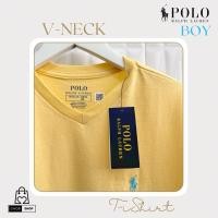ราคา [New_ของแท้%_พร้อมส่ง]_Polo Ralph Lauren-Boy เสื้อยืดคอวี แขนสั้นสีเหลือง ปักม้าเล็กฟ้า Boy Size M (29963626115)
