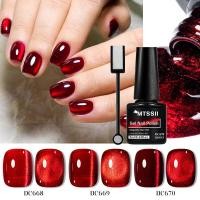 ราคา MTSSII 4 ชิ้น/เซ็ตเพชรสีแดงแม่เหล็กเจล Cat Eye Gel Polish ลูกปัดแก้วสีแดงคริสตัล Aurora เล็บเจลเคลือบเงาเล็บ (43920227482)