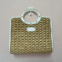 ราคา กระเป๋า มือสอง ของแท้ Kate Spade Straw & Leather Studded Snap Closure Ring Top Satchel วินเทจ สภาพดี (41205287119)