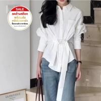 ราคา ล้างสต็อก XOB325 เสื้อเชิ้ตสีขาวฮิตๆผู้หญิง แบบติดกระดุมด้านหน้า ใสทำงานสวยๆมีเชือกมัดที่เอวเก๋ๆ อก40 แขนยาวแต่งพอง (26170639330)