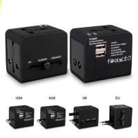 ราคา หัวชาร์จ หัวแปลงปลั๊กไฟ Universal Travel Adapter พกพาสำหรับนักเดินทางท่องเที่ยว มีช่องชาร์จ USB 2 ช่อง ปลั๊กแปลงรอบโลก (2209154849)