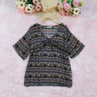 ราคา เสื้อชีฟองสีดำลายดอก​ อกแต่งระบายผูกโบว์​ น่ารัก (10201101229)