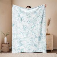 ราคา ผ้าห่ม ผ้าห่มนาโน ผ้าห่มพกพา ผ้าห่มนุ่ม สําหรับเตียง โซฟา Seashell Coquette Bow Summer Blue Coastal (43764333940)