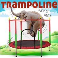 ราคา TRAMPOLINE แทรมโพลีน 140cm x 122cm สีแดง เตียงกระโดด สปริงบอร์ด ที่กระโดดสำหรับเด็ก มีตาข่ายกันตก แทมโพลีน Jump (19045213246)