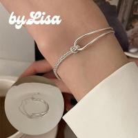 ราคา Silver Unisex สร้อยข้อมือผู้ชายและผู้หญิง สร้อยข้อมือคู่รักสไตล์เกาหลี by.Lisa (44405938715)