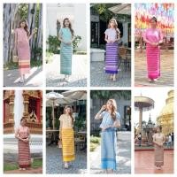 ราคา ผ้าถุงทออัดกาว ผ้าถุงทอล้านนาเย็บสำเร็จพร้อมใส่ (เฉพาะผ้าถุง) (23370724073)