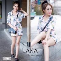 ราคา set เสื้อเชิ๊ต สับปะรด จับคู่กางเกงขาสั้น เข้าเซท เอวสม็อกหลังมีซับใน งานน่ารักมากๆ (954075413)